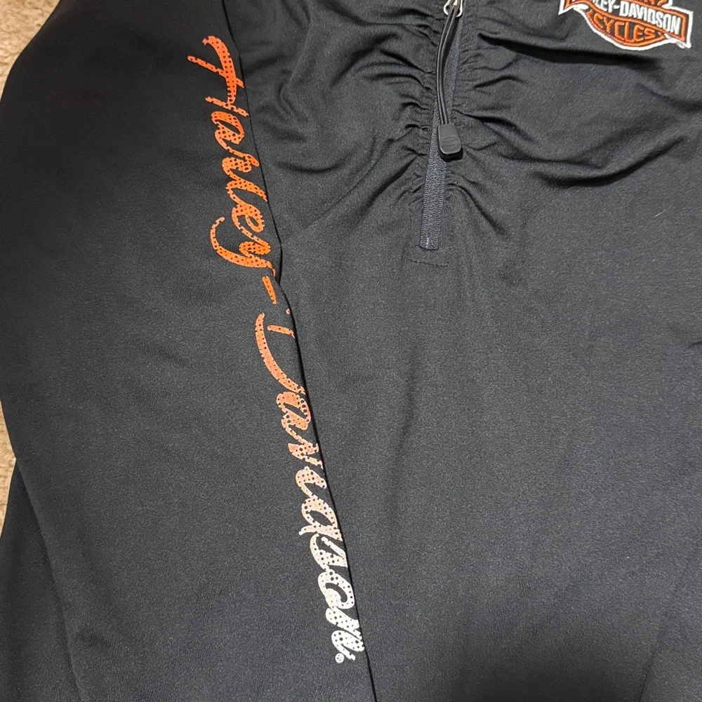 Harley-Davidson Black and Orange Quarter-Zip Shirt - Picture 4 of 5